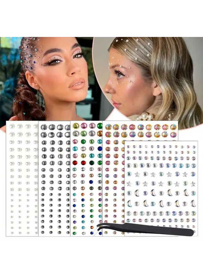 Set C Diamond Pearl Rhinestone Stickers For Face Stage Makeup And Nail Art - Image 1
